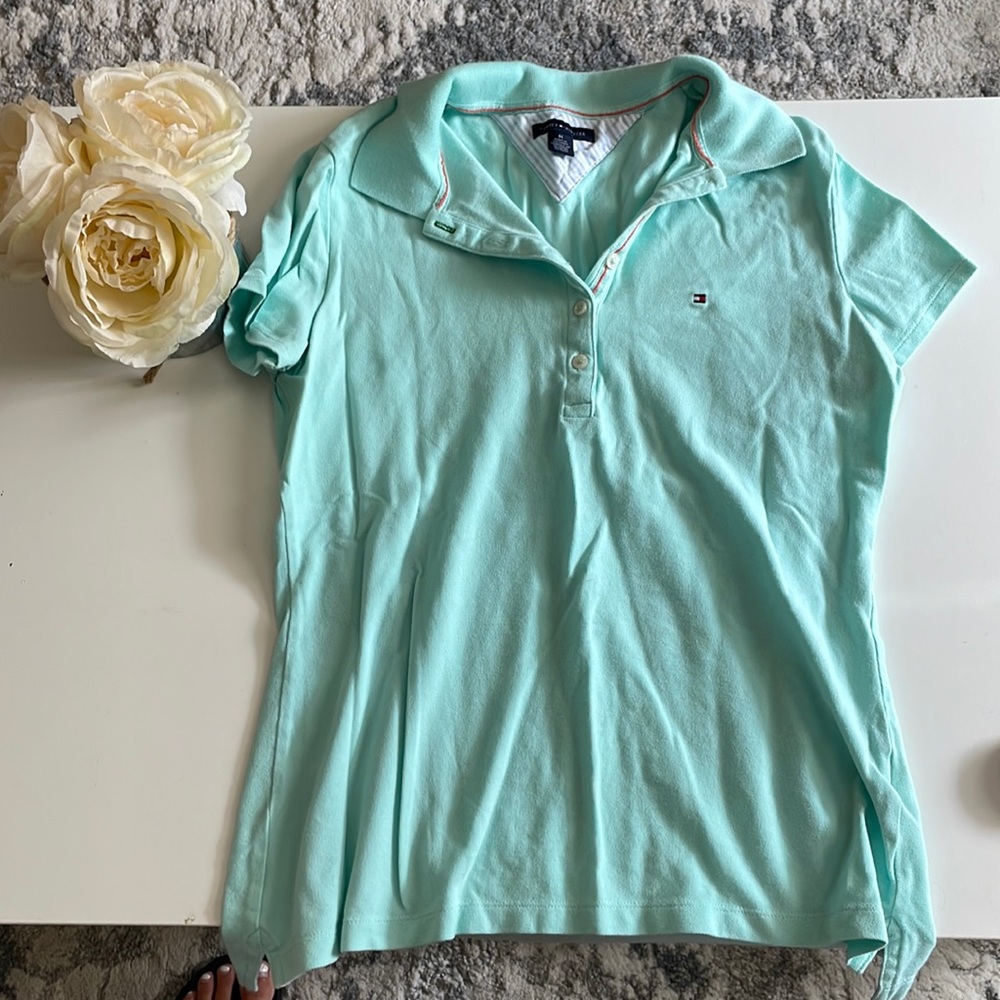 Tommy Hilfiger turquoise polo t shirt